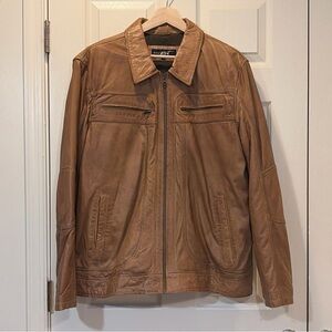 Black Rivet Men’s 100% Leather Jacket Light Brown Size XXL (G-III Apparel)